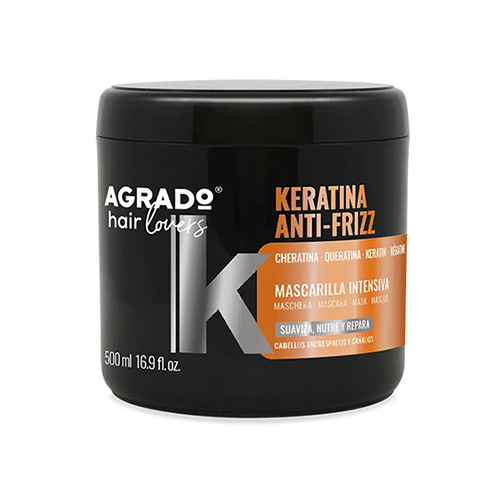 ماسک مو حاوی کراتین مدل KERATINA ANTI FRIZZ آگرادو حجم ی لیتر {فرمولاسیون جدید} 500 میل